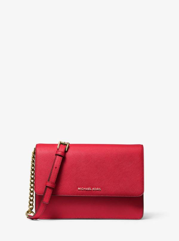Damske Crossbody Kabelka Michael Kors Daniela Large Saffiano Leather Svetlo Červené - Kabelky Michael Kors Sleva | JOFVM-3290